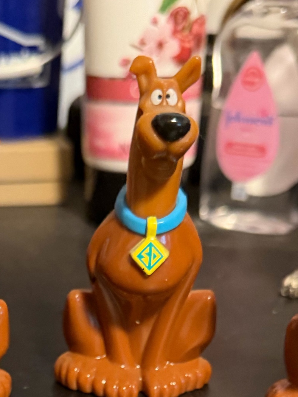 Brown Scooby-Doo Style Dog Figure Toy with Blue Collar